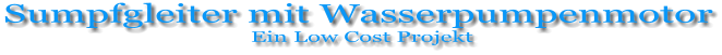 Sumpfgleiter mit Wasserpumpenmotor                                            Ein Low Cost Projekt
